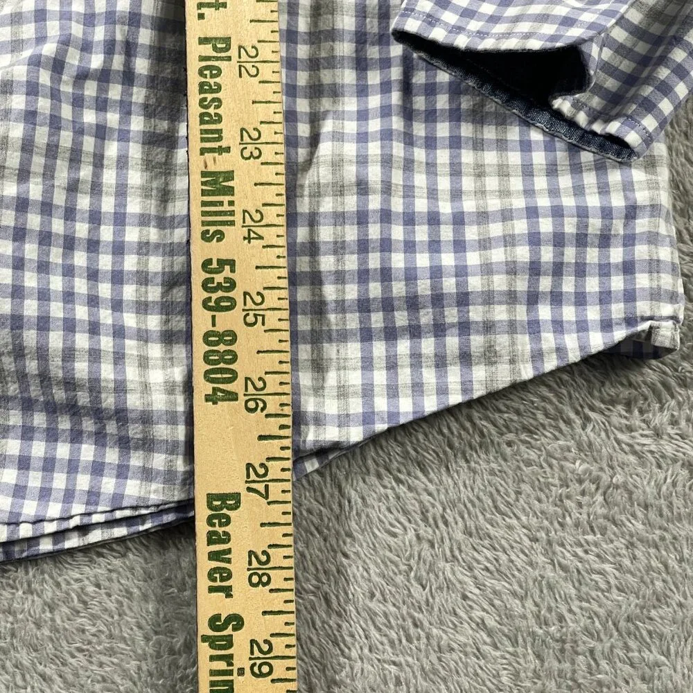 Banana Republic L Men Soft Wash Standard Fit Button Down Purple Plaid Casual‎